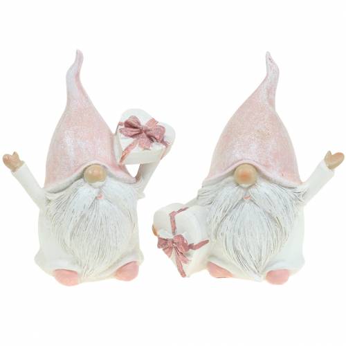 Floristik24 Decoración navideña gnomo rosa / blanco 11,5cm 2 piezas