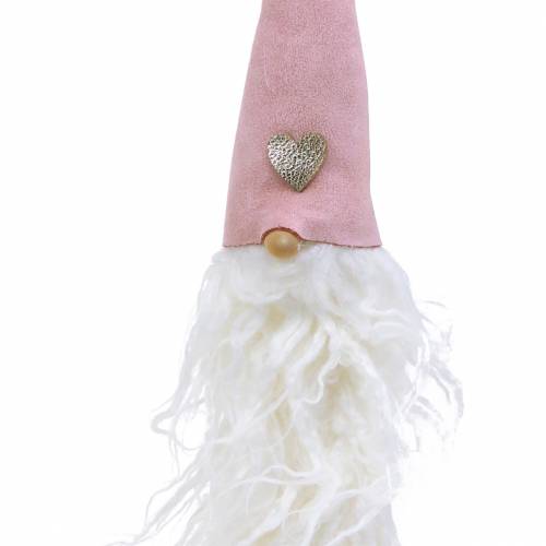Artículo Cabeza de gnomo para colgar 45cm rosa/gris 2uds