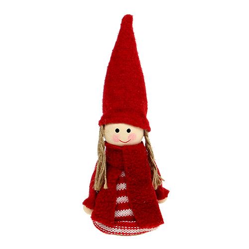 Gnomo niña 12cm rojo, blanco 6pcs