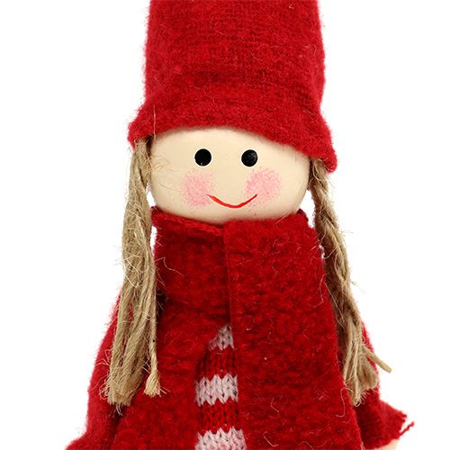 Floristik24 Gnomo niña 12cm rojo, blanco 6pcs