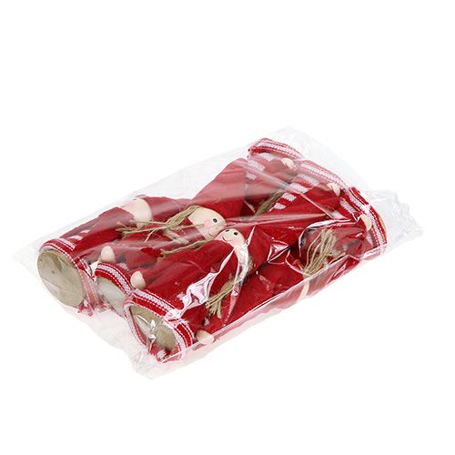 Floristik24 Gnomo niña 12cm rojo, blanco 6pcs