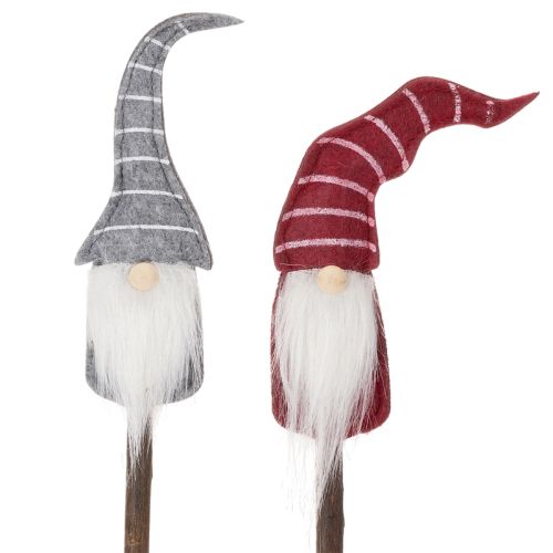Figura decorativa de gnomo con sombrero a rayas sobre palo de madera, 46 cm, 6 piezas comprar | Floristik24.es