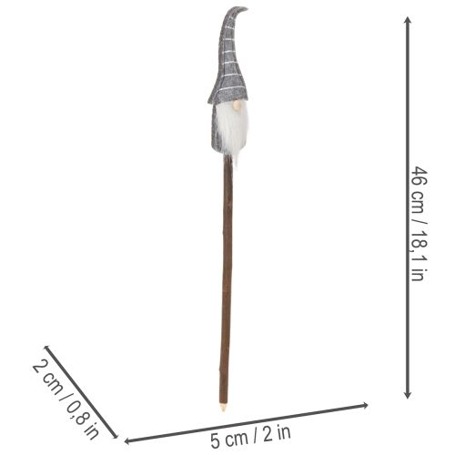 Figura decorativa de gnomo con sombrero a rayas sobre palo de madera, 46 cm, 6 piezas | Floristik24.es