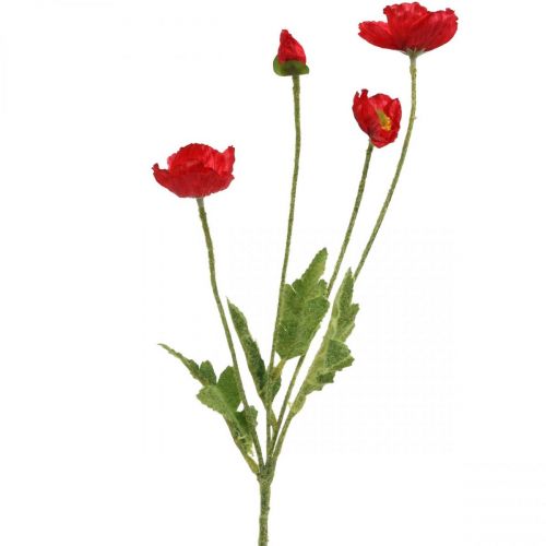 Flor roja de amapola artificial con 4 flores de amapola Al. 60 cm