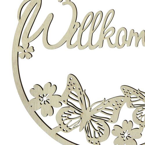Artículo Cartel de bienvenida anillo decorativo de madera mariposa Ø21,5cm 4 piezas