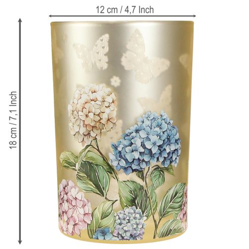 Artículo Portavelas de cristal con motivo floral para momentos de convivencia armoniosos, 18 cm