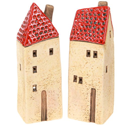 Farol de Adviento de cerámica para decoración de otoño (alto 18/18,5 cm, 2 unidades)