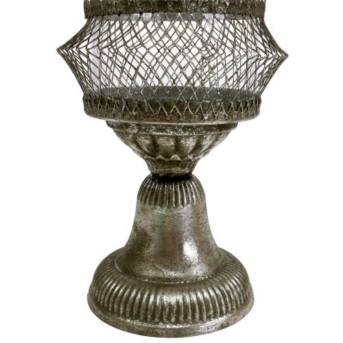 Floristik24 Farol vidrio antiguo y metal Ø14cm H27cm