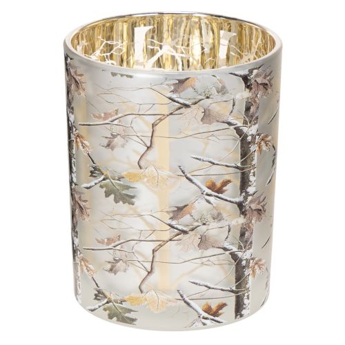 Farol de cristal con diseño de ramas, interior dorado, 12 cm. comprar | Floristik24.es
