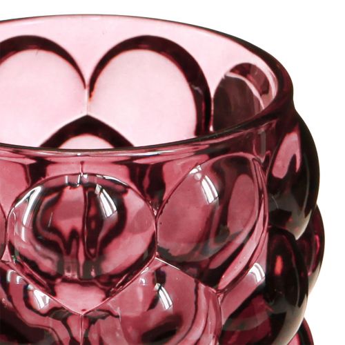 Artículo Portavelas decorativo de cristal Lantern Berry Ø9cm H9,5cm 4ud
