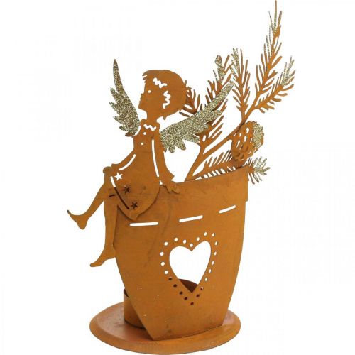 Portavelas decoración ángel navideño decoración óxido Ø8cm H18cm