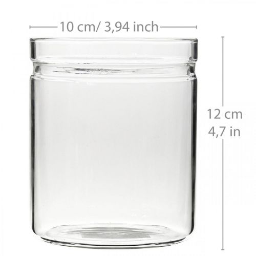 Florero, cilindro de vidrio, florero de vidrio redondo Ø10cm H12cm
