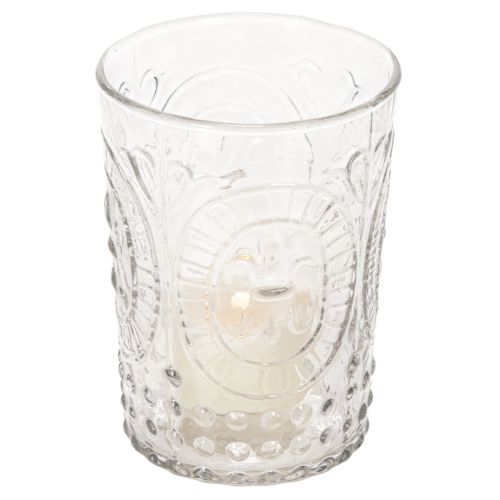 Farol de cristal tipo huracán, portavelas, portavelas para velas pequeñas, cristal Ø7,5cm H10cm | Floristik24.es