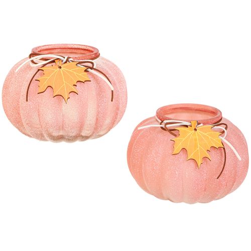 Artículo Linterna de cristal candelita de calabaza esmerilada Ø16cm H11cm 2ud
