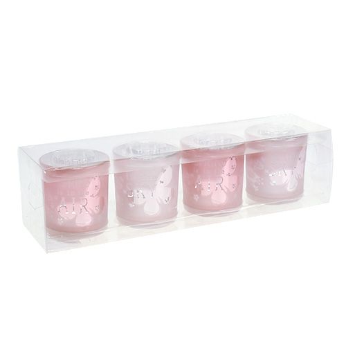 Floristik24 Luz de viento cristal rosa Ø7.5cm H8cm 4pcs