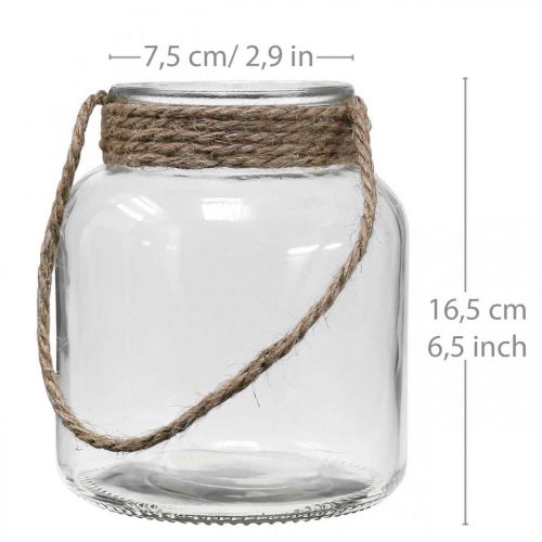 Floristik24 Linterna de cristal, portavelas para colgar H16.5cm Ø14.5cm