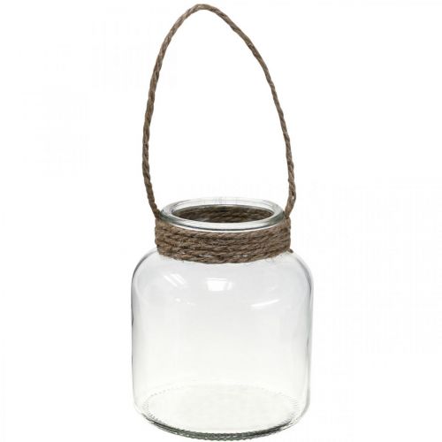 Linterna de cristal, portavelas para colgar H16.5cm Ø14.5cm