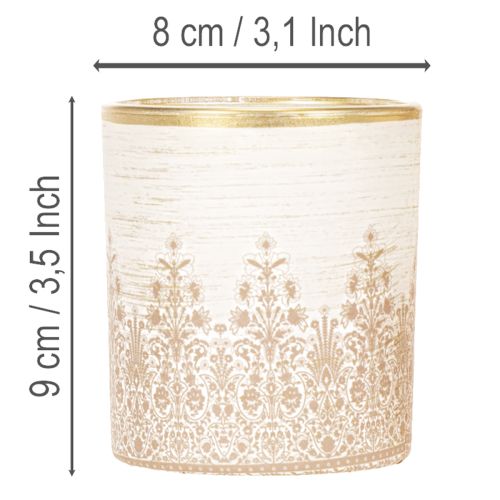 Portavelas de cristal con estampado floral, Ø8cm H9cm, 2 unidades | Floristik24.es