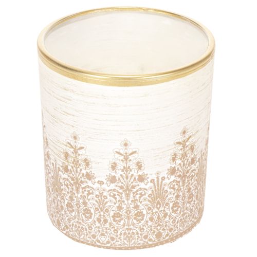 Portavelas de cristal con estampado floral, Ø8cm H9cm, 2 unidades | Floristik24.es