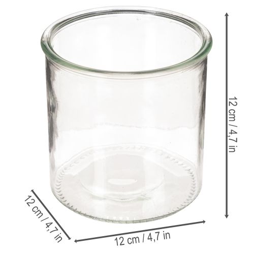 Portavelas de cristal redondo, cristal transparente, versátil, 12 cm, 2 unidades | Floristik24.es