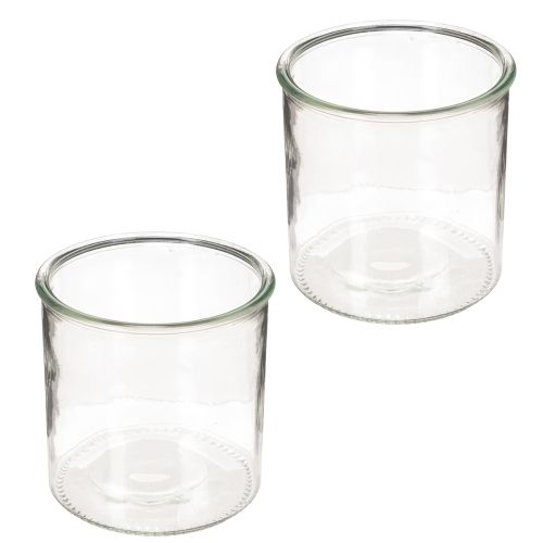 Portavelas de cristal redondo, cristal transparente, versátil, 12 cm, 2 unidades | Floristik24.es