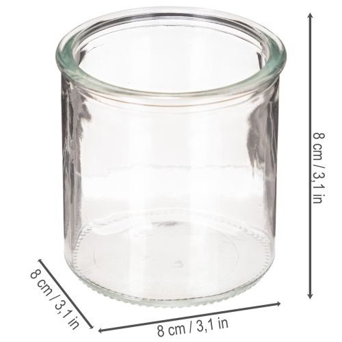 Portavelas redondo de cristal transparente, 8 cm, 3 unidades | Floristik24.es