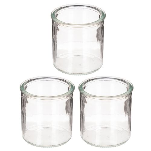 Portavelas redondo de cristal transparente, 8 cm, 3 unidades | Floristik24.es