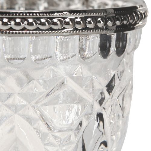 Floristik24 Farol de cristal con borde de metal transparente Ø9cm H10,5cm 6 piezas