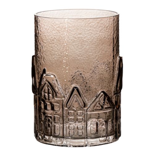 Portavelas de cristal para velas pequeñas, ideal para decoración de mesa, 23 cm.