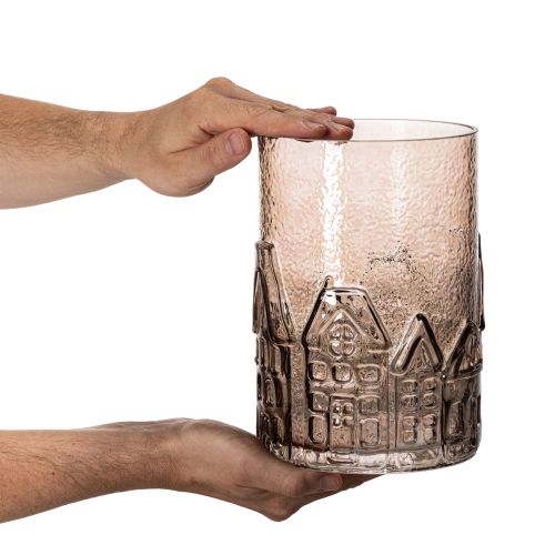 Portavelas de cristal para velas pequeñas, ideal para decoración de mesa, 23 cm. | Floristik24.es