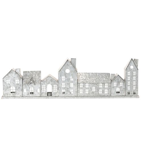 Hilera decorativa de casas con portavelas, decoración de Adviento, 68 cm