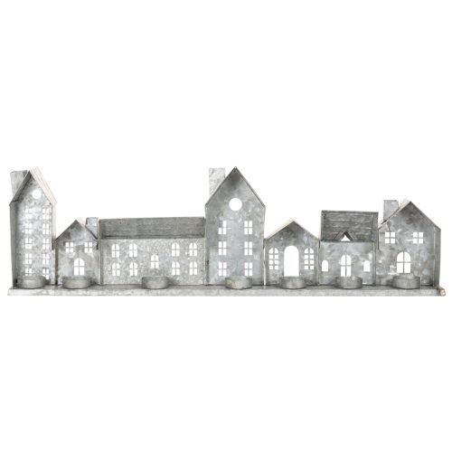 Hilera decorativa de casas con portavelas, decoración de Adviento, 68 cm | Floristik24.es
