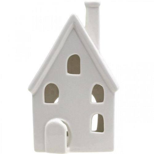 Artículo Linterna Casa Decoración de mesa de cerámica Adviento Blanco H18cm