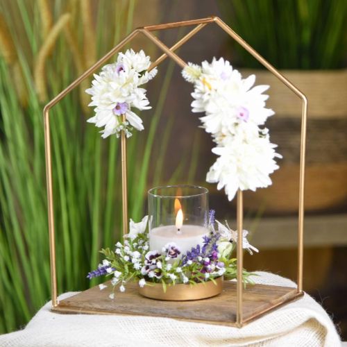 Artículo Linterna casa metal decoración candelita vela vidrio 20×16×26cm