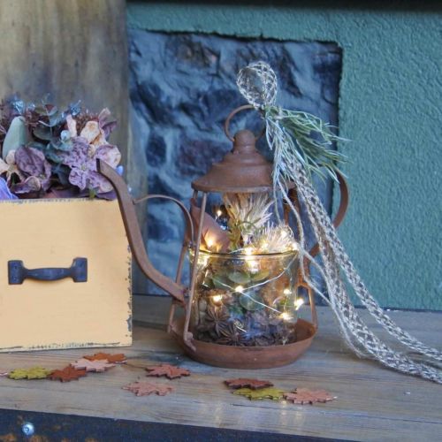 Floristik24 Farol metal vidrio tetera pátina decoración Ø15cm H26cm