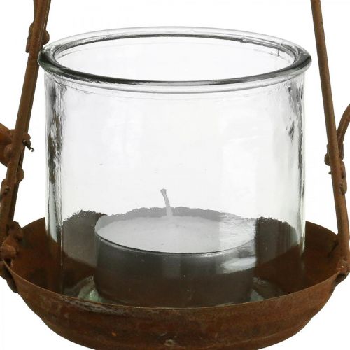 Floristik24 Farol metal vidrio tetera pátina decoración Ø15cm H26cm