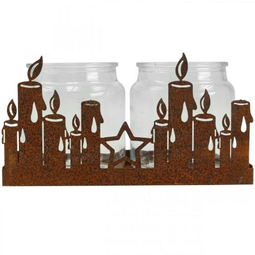 Artículo Farol metal vidrio inserto pátina velas decorativas 21,5cm