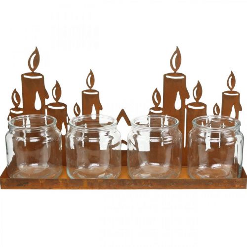 Artículo Farol metal vidrio inserto patina velas decorativas L41cm