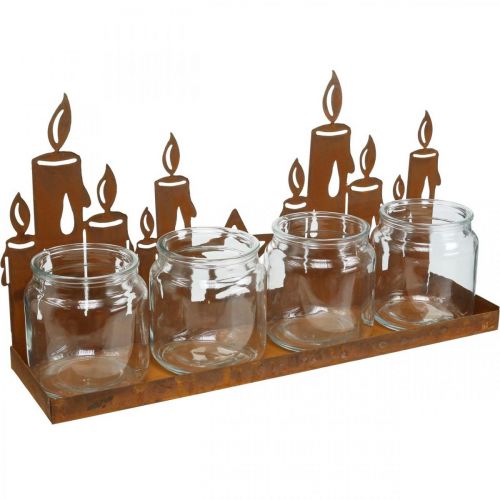 Artículo Farol metal vidrio inserto patina velas decorativas L41cm