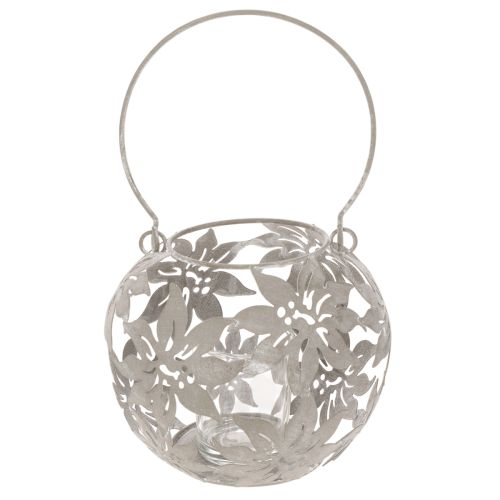 Farol colgante decorativo de metal Windlight, color gris, Ø14cm H13cm | Floristik24.es