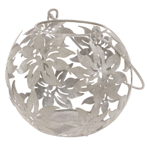 Farol colgante decorativo de metal Windlight, color gris, Ø14cm H13cm | Floristik24.es