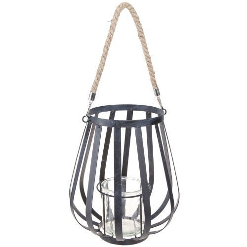 Floristik24 Farol farol de metal con cristal antracita Ø23cm H27cm