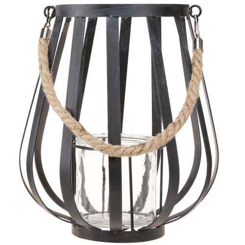 Artículo Farol farol de metal con cristal antracita Ø23cm H27cm