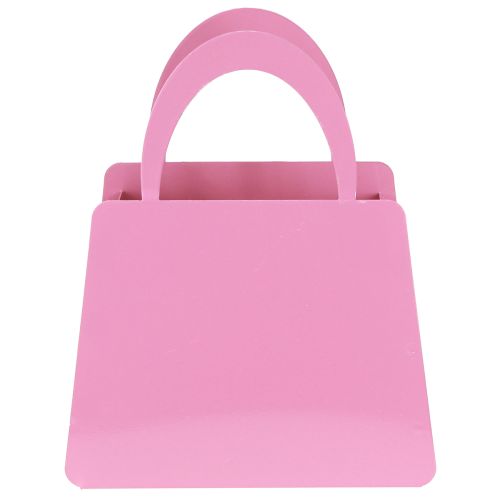 Artículo Bolso de metal con linterna y inserto de cristal en forma de corazón rosa H26cm