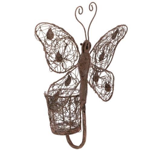 Farol metálico, decoración de pared, mariposa, acabado óxido, 36,5 cm | Floristik24.es