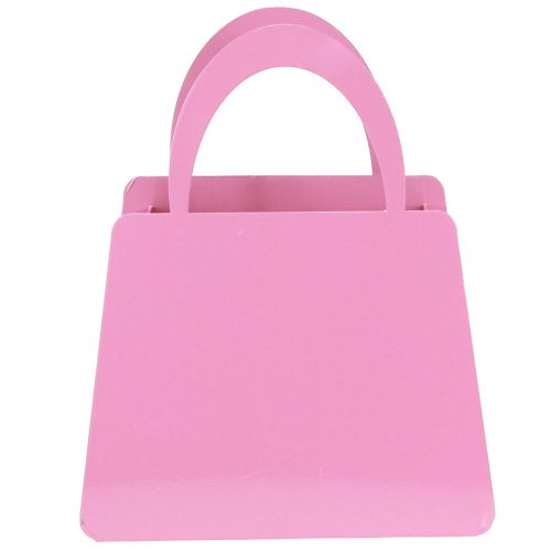 Artículo Farol de metal con inserto de cristal, bolsa rosa, 18 cm de alto, 2 unidades