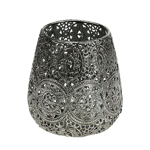 Floristik24 Portavelas Plata Ø12cm H13cm 1pc