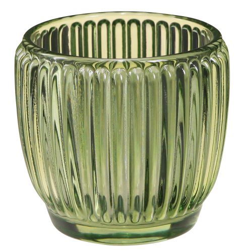 Linterna portavelas vidrio verde retro Ø7cm H7cm 6 piezas