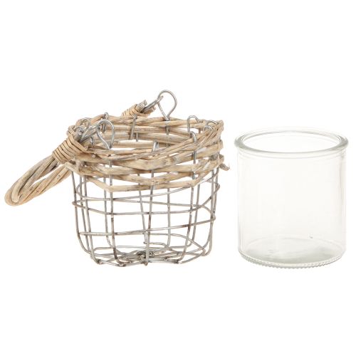 Artículo Portavelas de cristal con forma de farolillo de metal, Ø10,5cm, 3 uds.