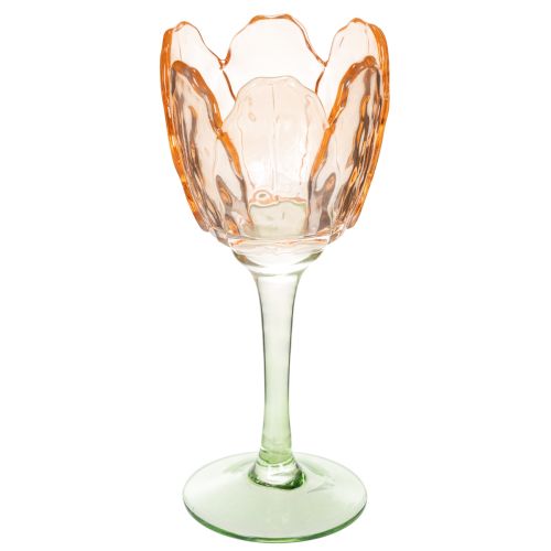 Portavelas de cristal con forma de tulipán, estilo vintage, decoración romántica para el hogar, 20 cm